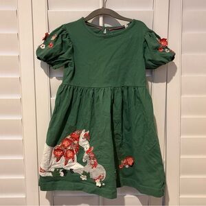 Girls MINI BODEN horse appliqué cotton dress Size 5/6